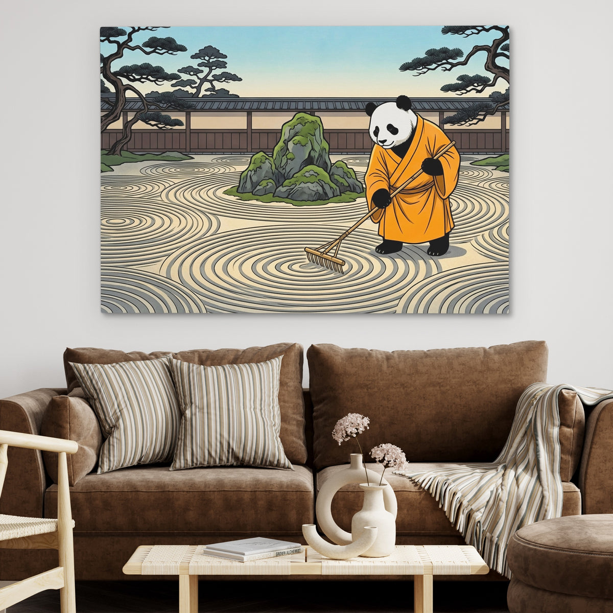 Panda Zen Rake — Panda Zen Rake Brown Couch 38