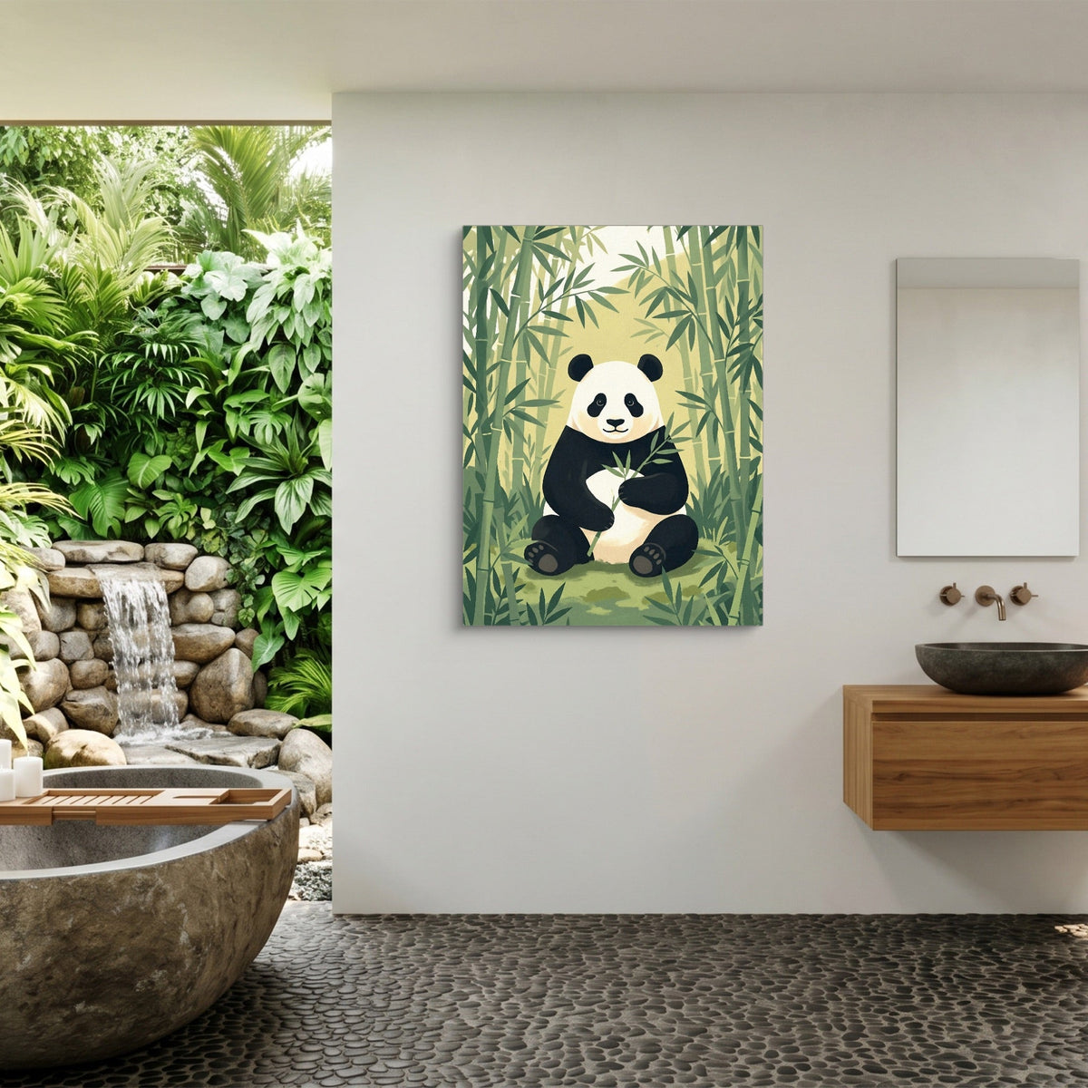 Panda's Forest Green Retreat - Luxury Wall Art