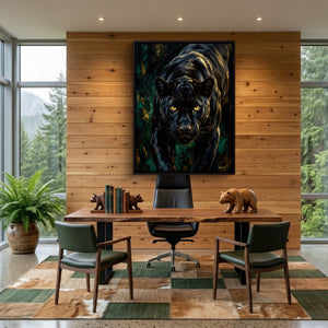 Panther Jungle Prowl — panther jungle prowl sq bear theme 1port framed black