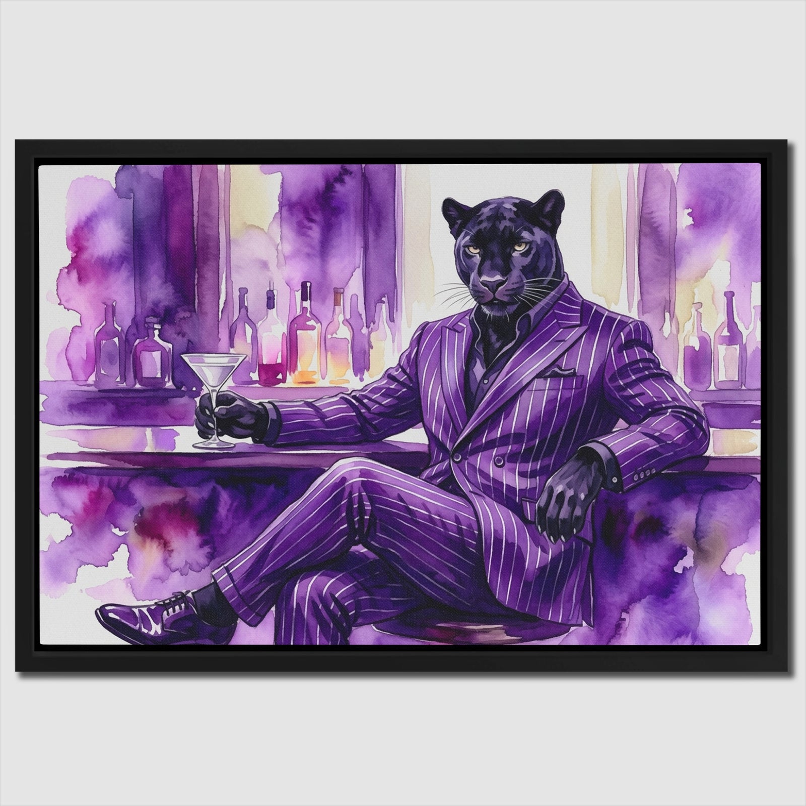 Panther Velvet Cocktail canvas wall art