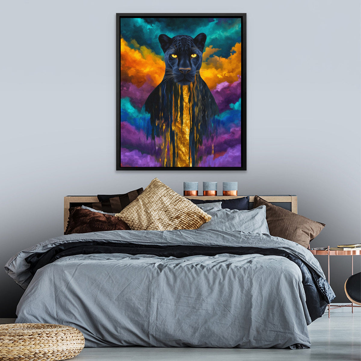 Panther's Golden Flow - Luxury Wall Art