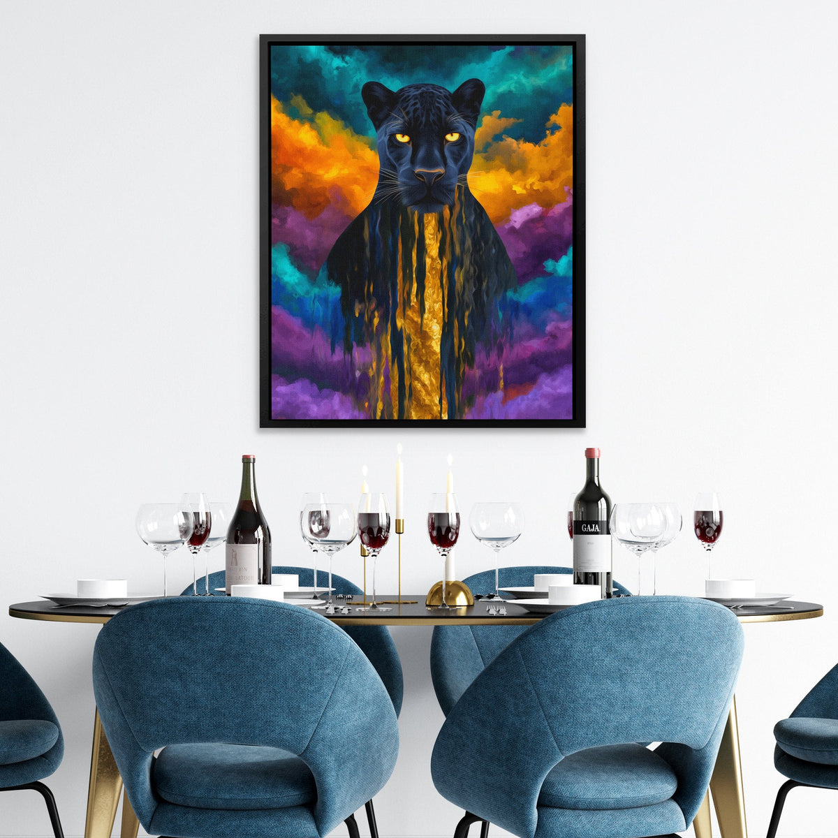 Panther's Golden Flow - Luxury Wall Art