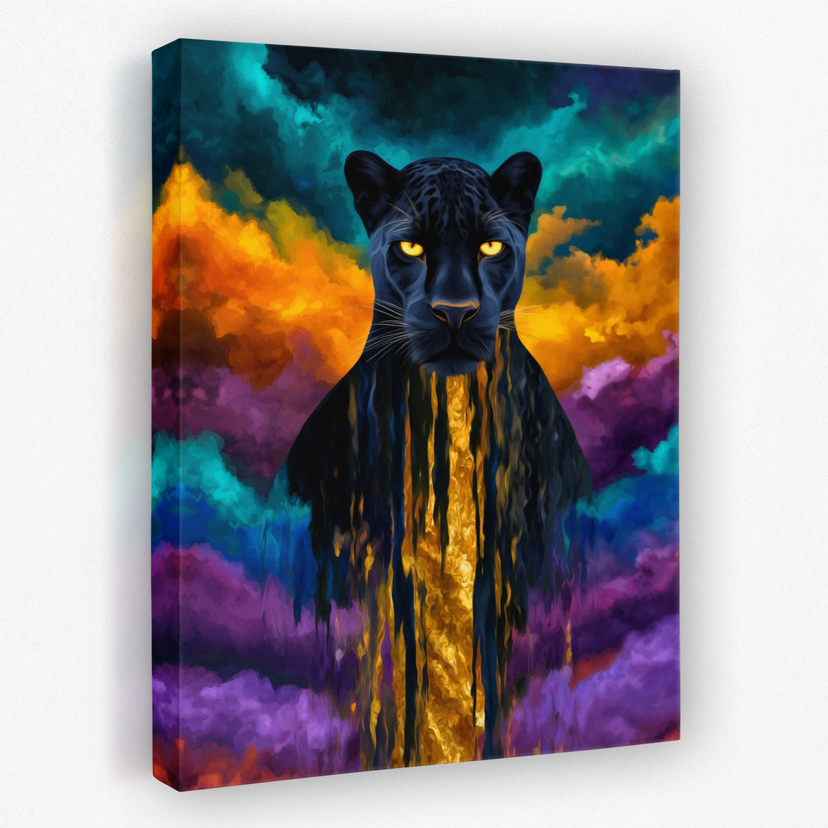 Panther's Golden Flow - Luxury Wall Art