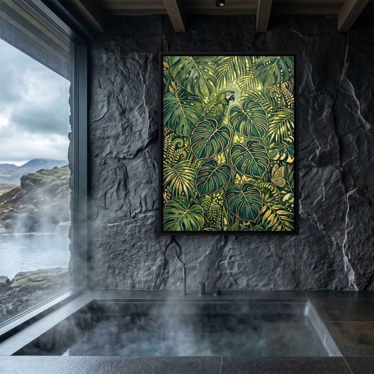 Parrot Golden Jungle — parrot golden jungle sq sauna dark 1port framed black