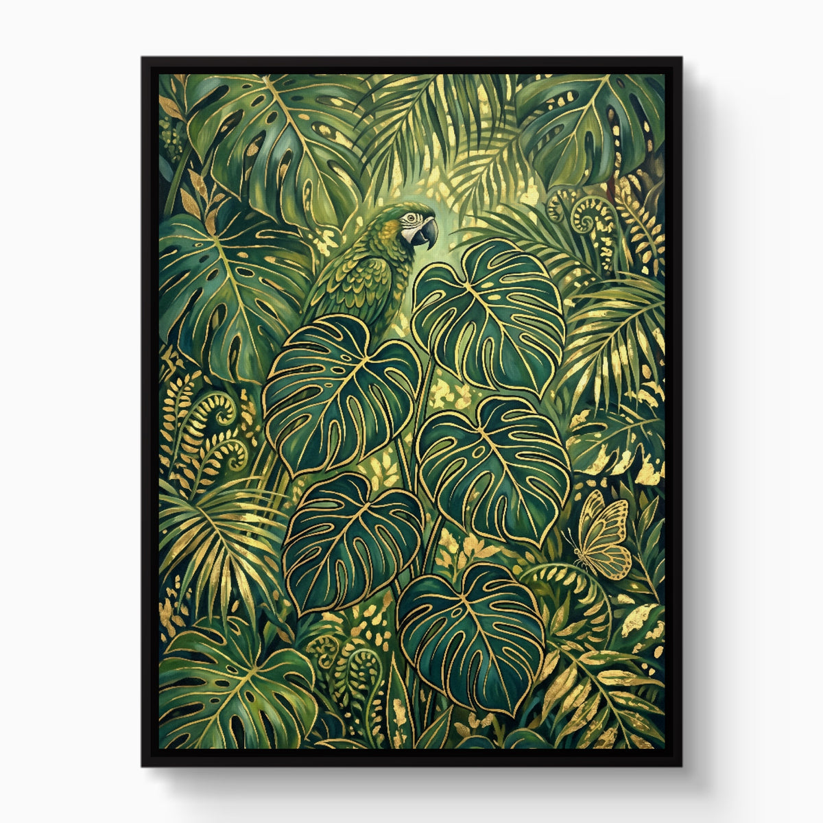 Parrot Golden Jungle — parrot golden jungle white studio framed black