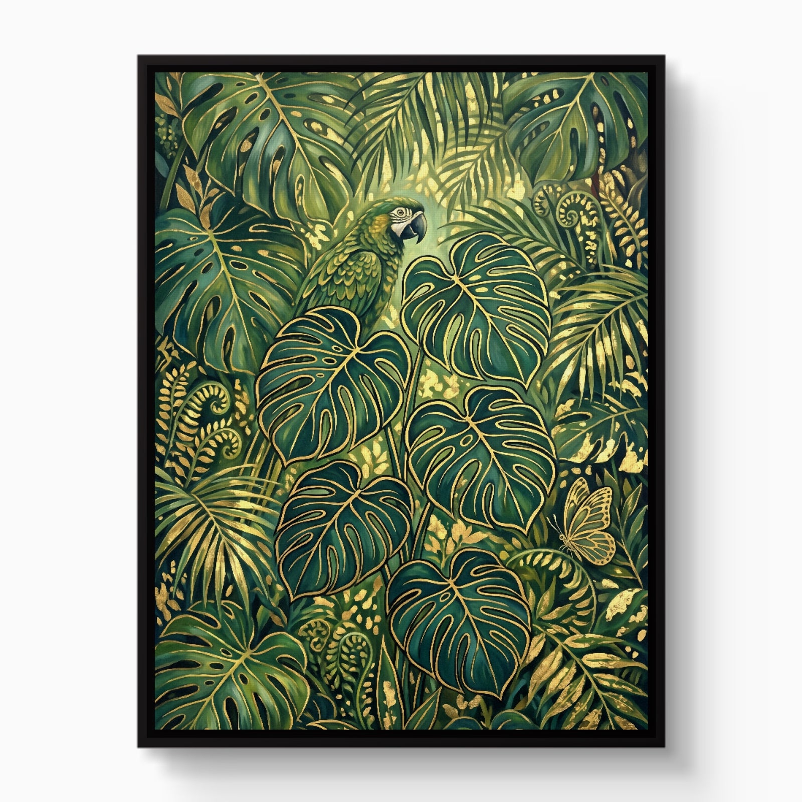 Parrot Golden Jungle — parrot golden jungle white studio framed black