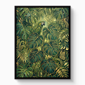 Parrot Golden Jungle — parrot golden jungle white studio framed black