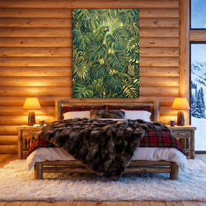 Parrot Golden Jungle — parrot golden jungle sq cozy cabin 1port flush print