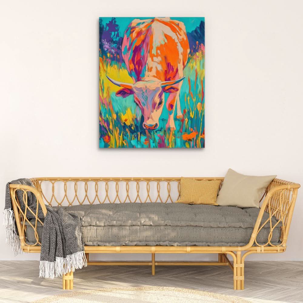 Pastel Fields Cow - Luxury Wall Art