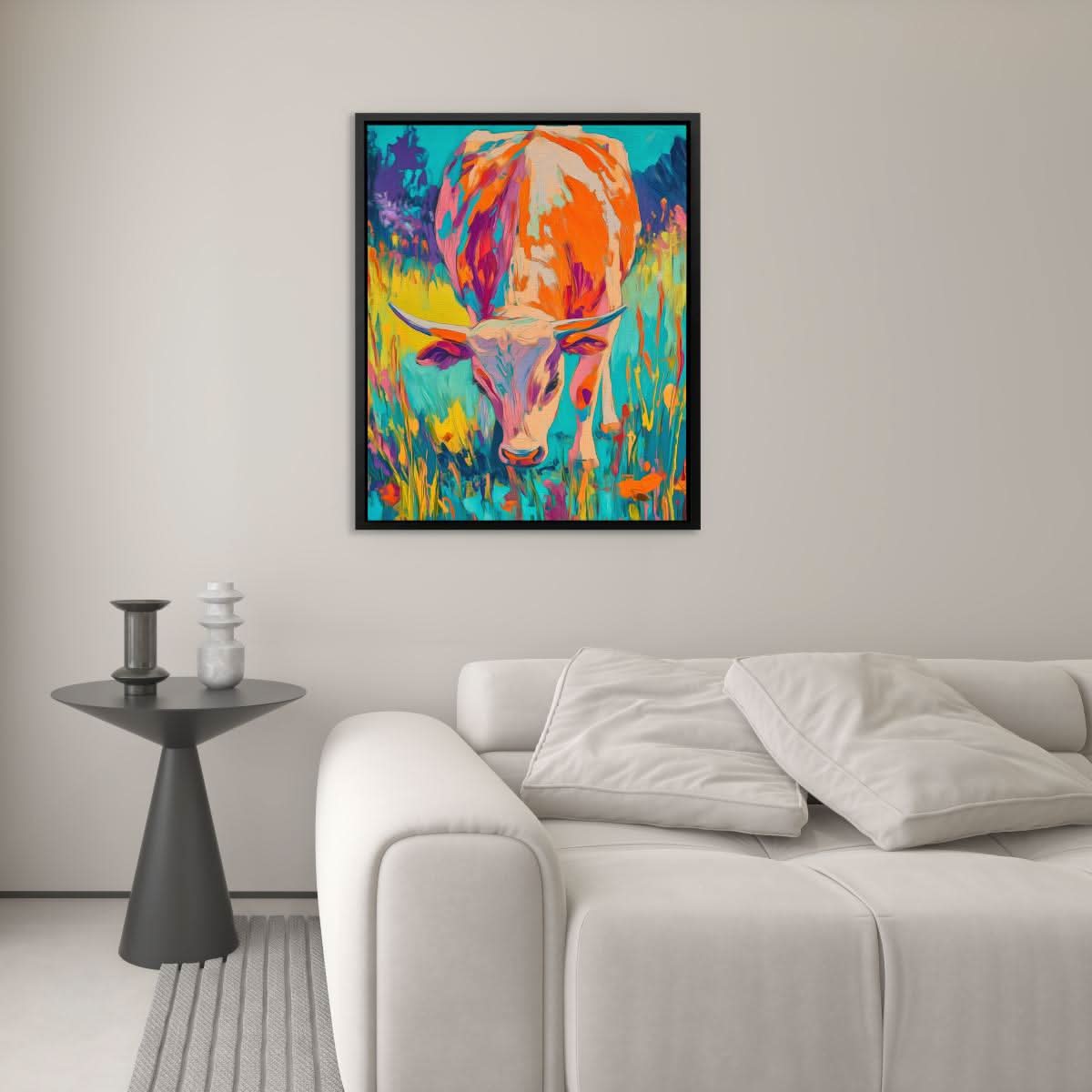 Pastel Fields Cow - Luxury Wall Art