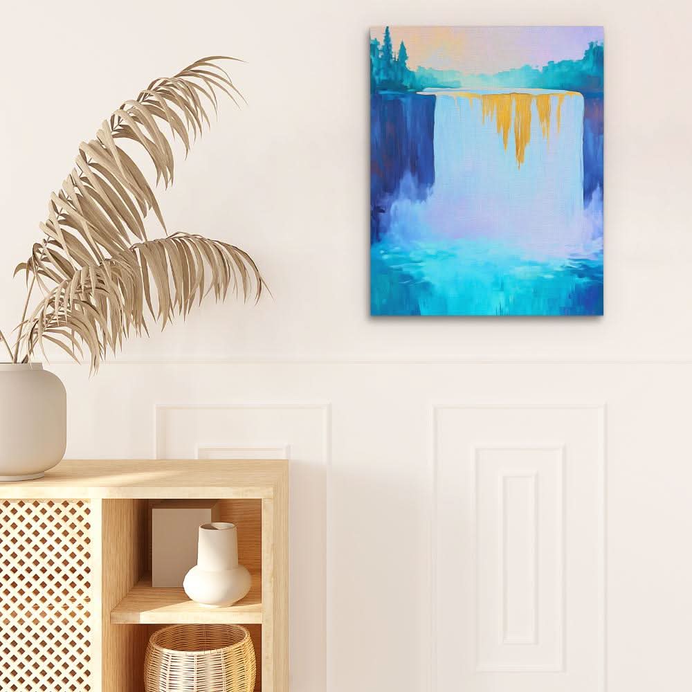 Pastel Mist of Niagara - Landscapes Wall Art in Black Frame