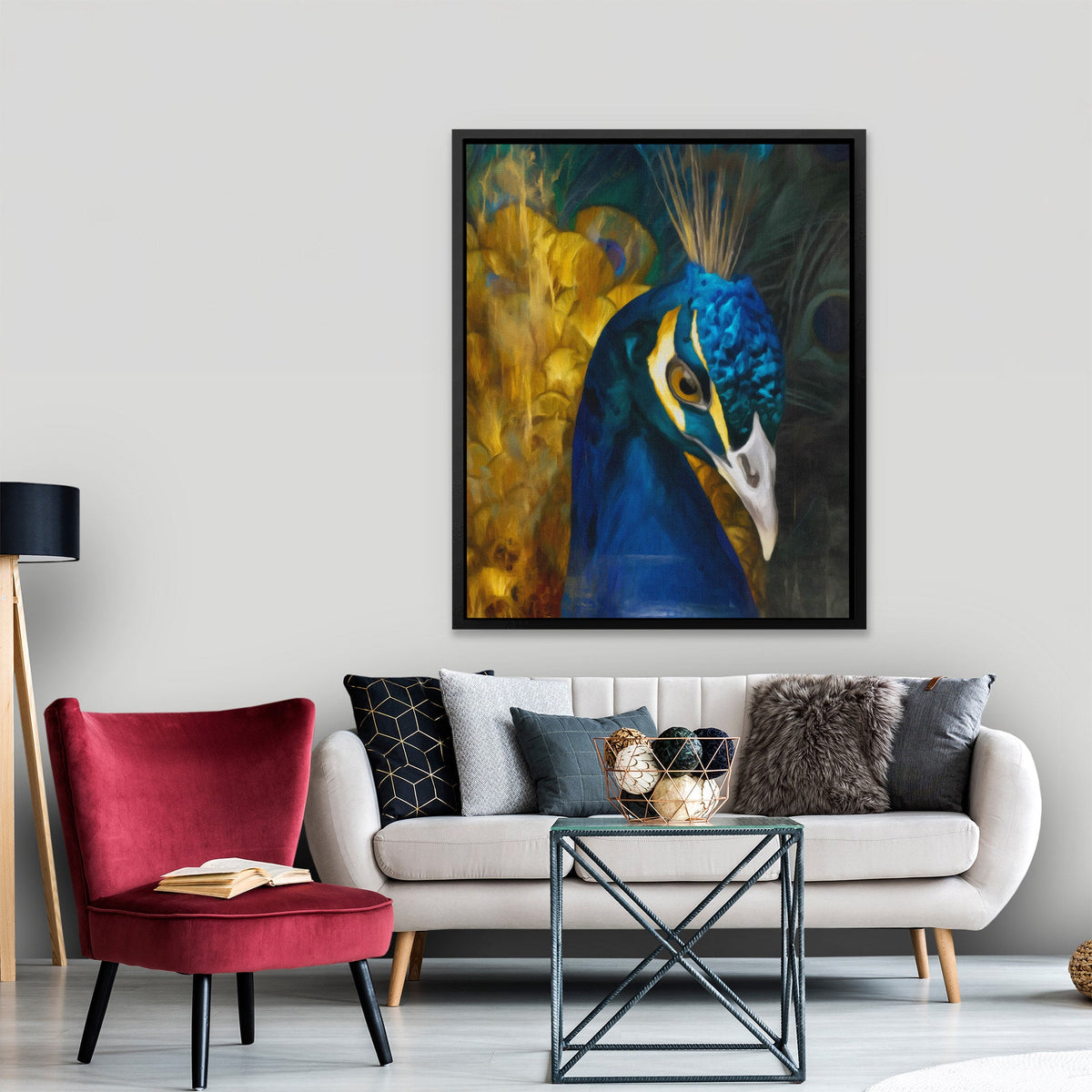 Peacock Azure Glory - Luxury Wall Art