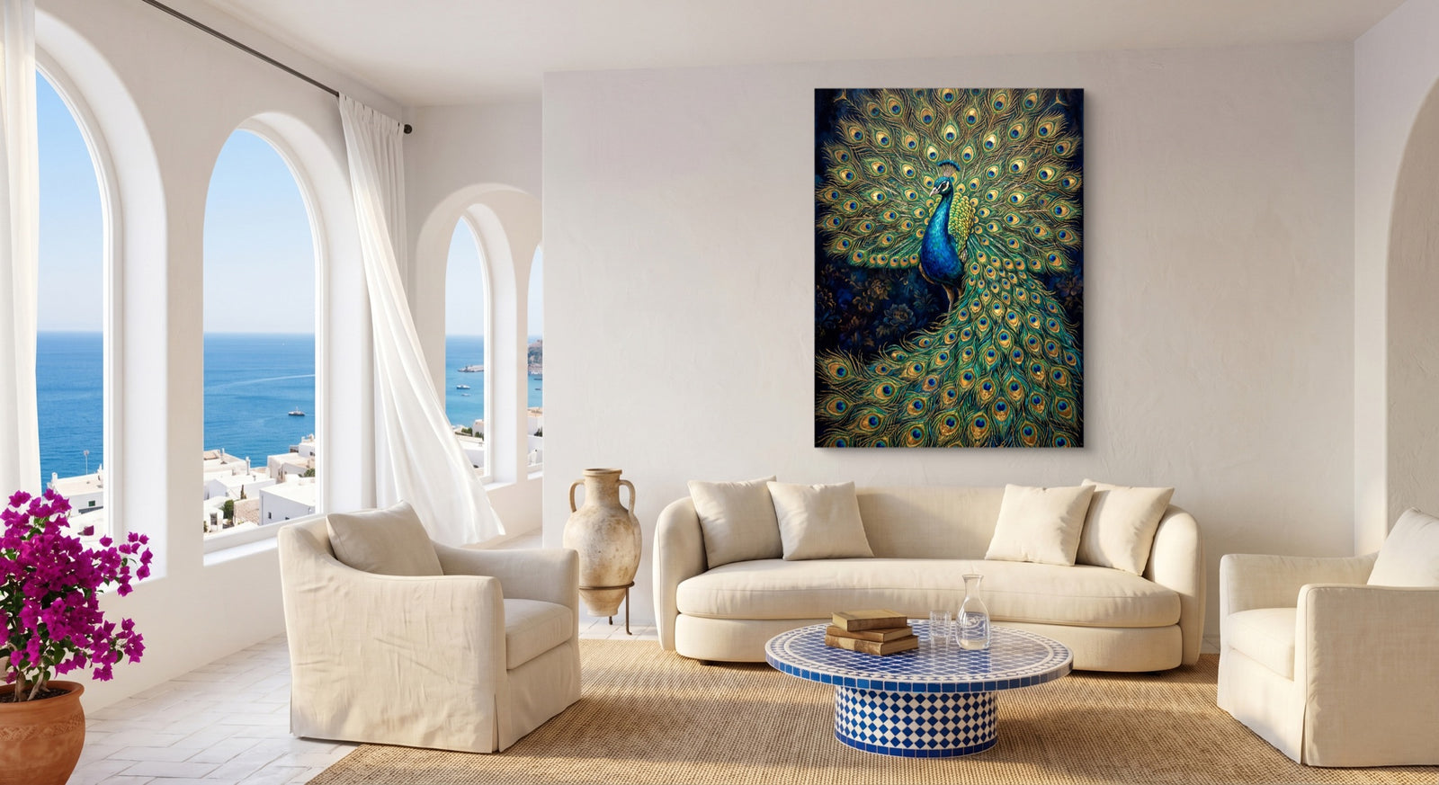 Peacock Display — peacock display white studio framed black