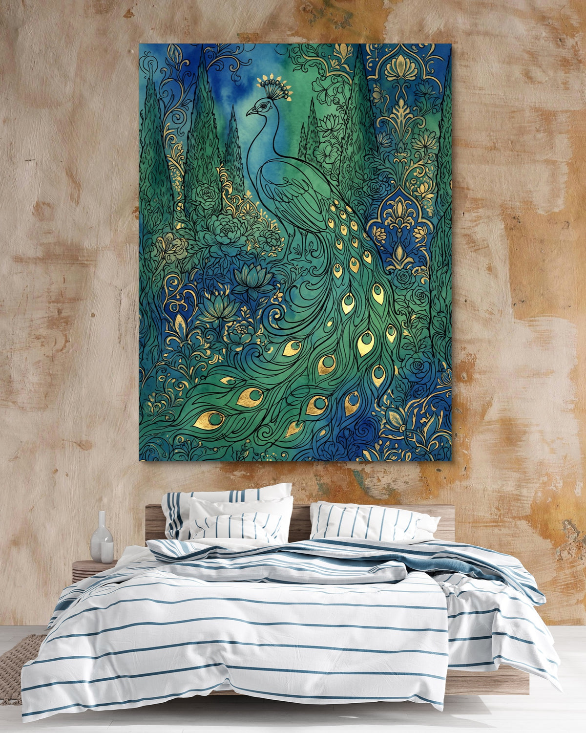 Peacock Emerald Garden — peacock emerald garden psd clay beige bedroom 1port flush print