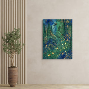 Peacock Emerald Garden — peacock emerald garden sq tree wall 1port flush print