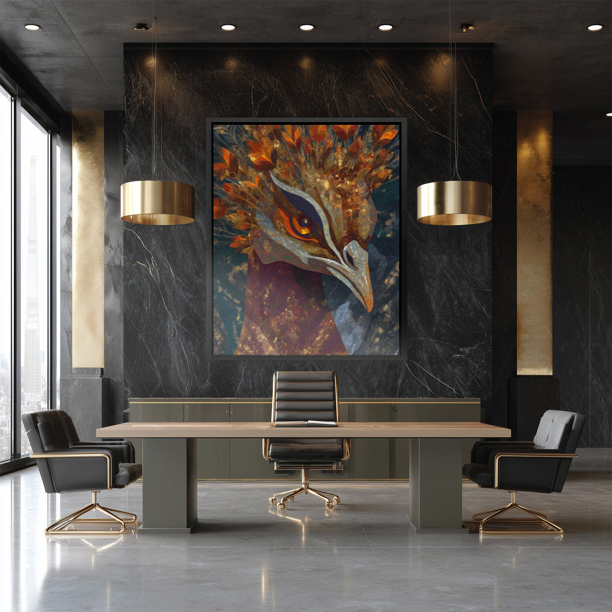Peacock Feathered Crown - Luxury Wall Art