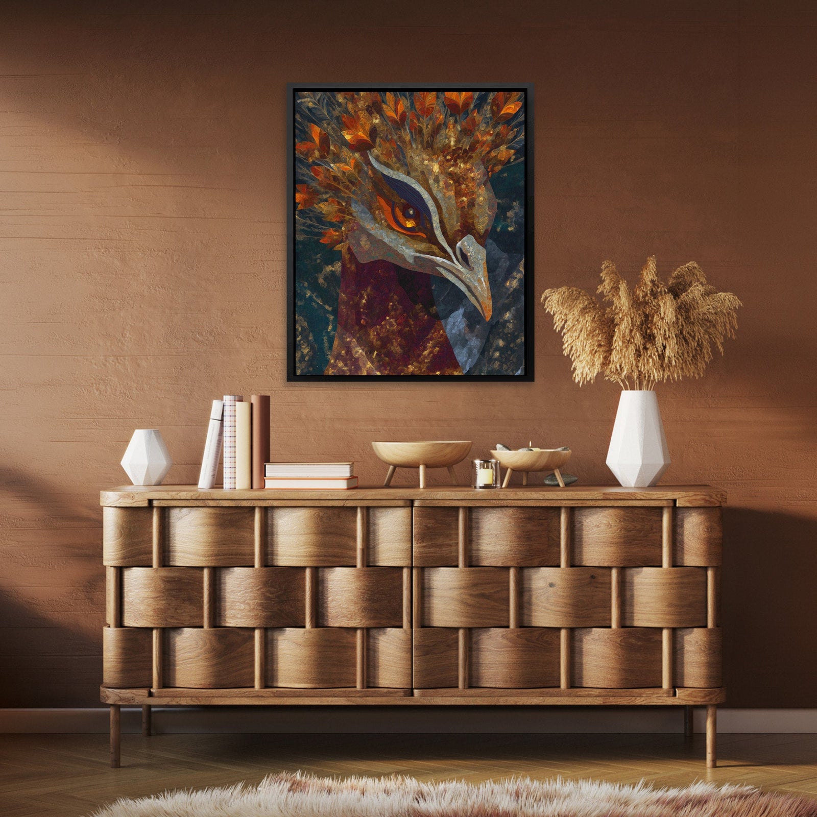 Peacock Feathered Crown - Luxury Wall Art