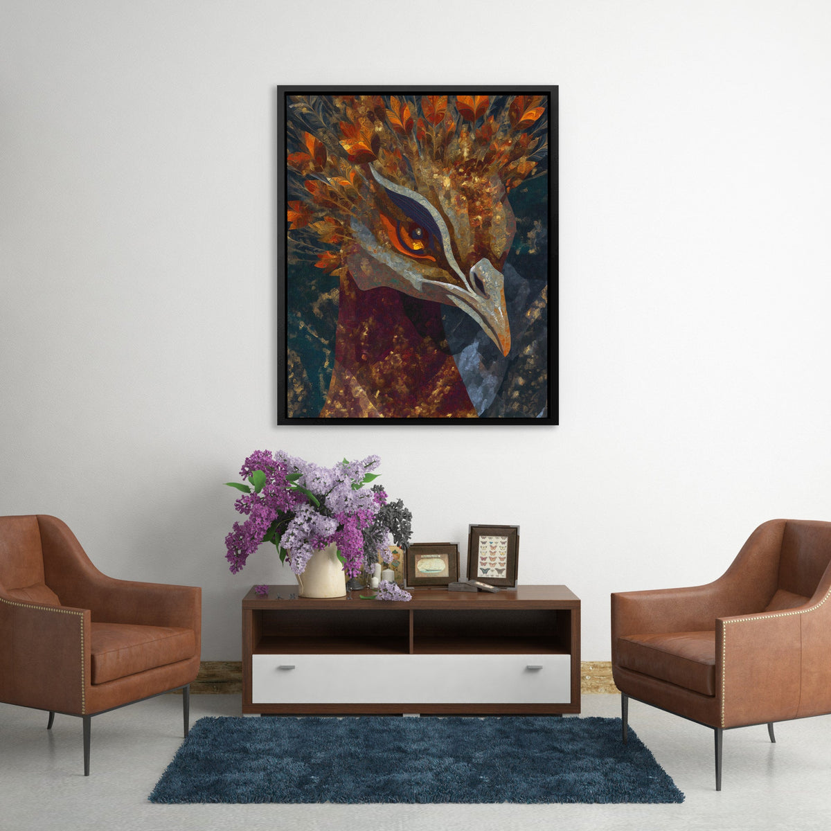 Peacock Feathered Crown - Luxury Wall Art