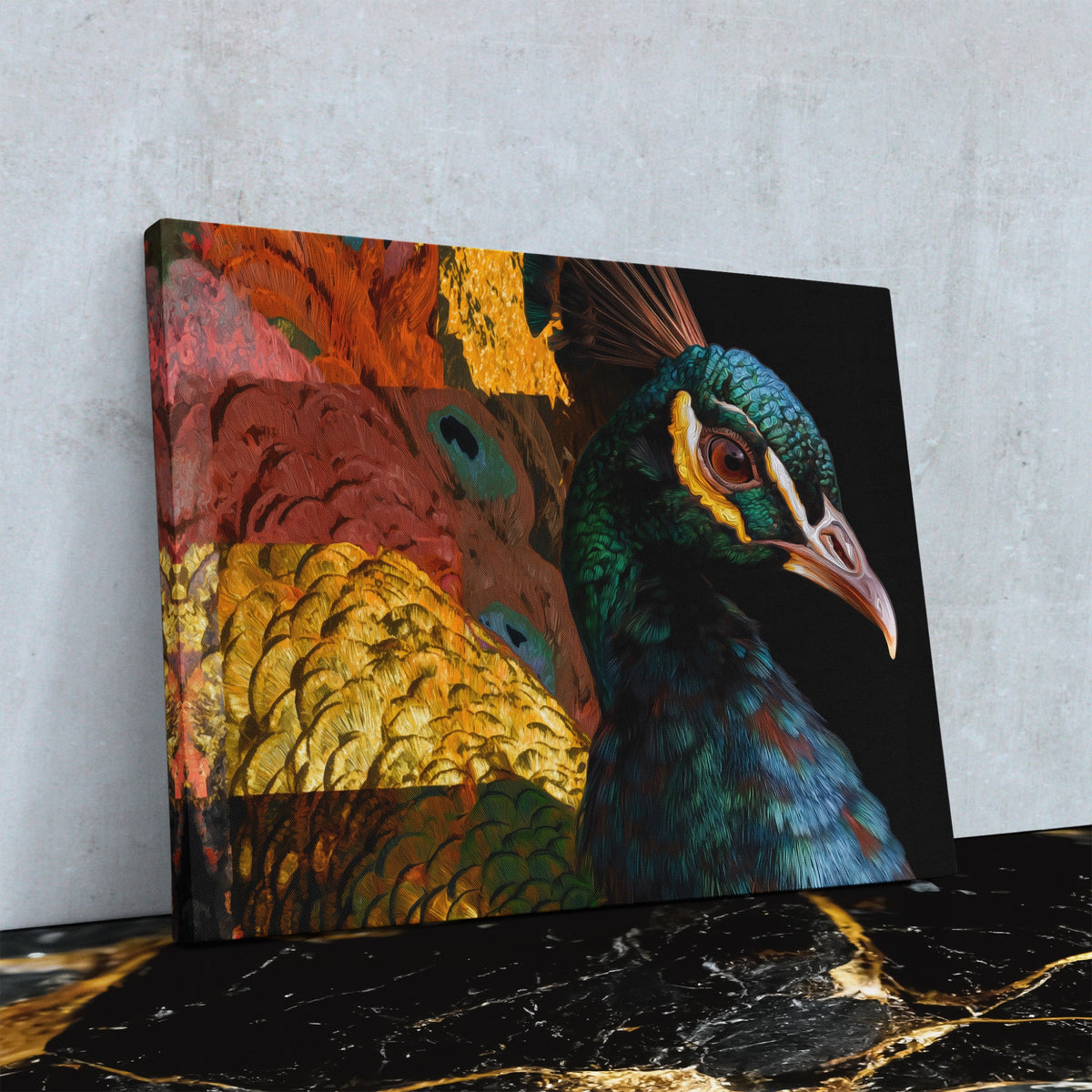 Peacock Forest Geometric — Peacock Forest Geometric Against Wall4x5 Reflect 8