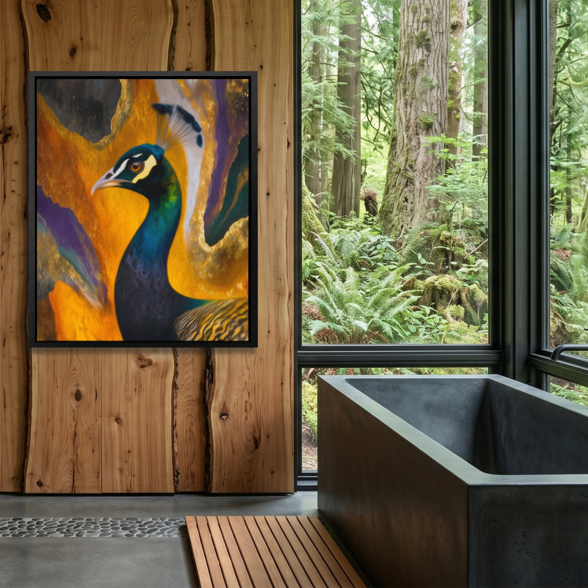 Peacock Gold Maximalist — Peacock Gold Maximalist Outdoor Bathroom Log Port 296