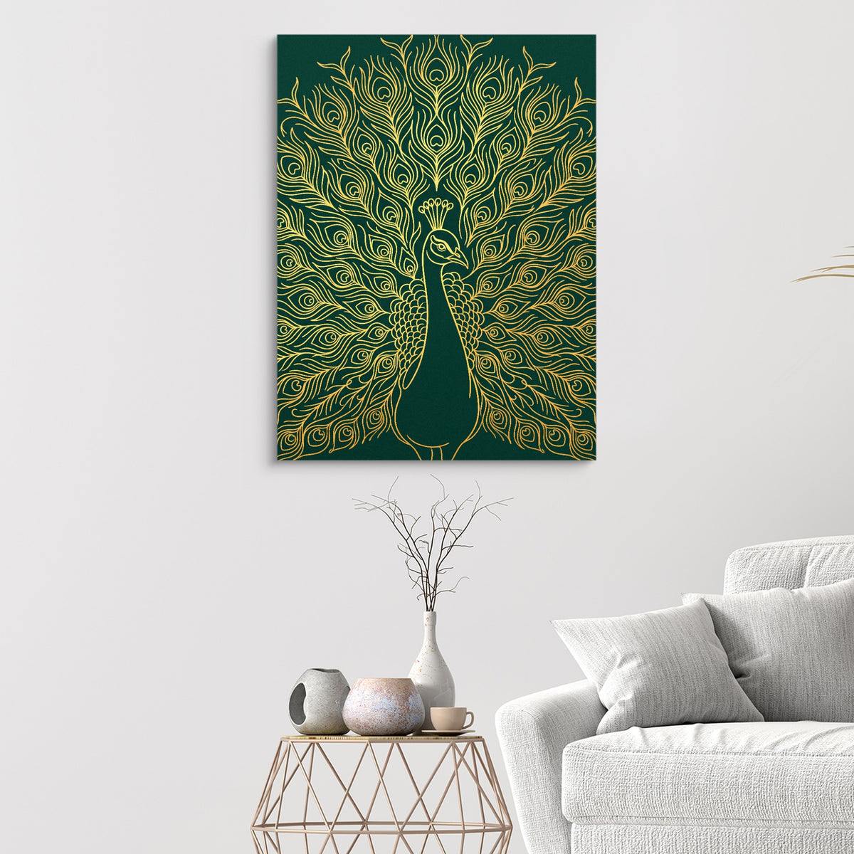 Peacock Golden Emerald — peacock golden emerald sq white walls 1port flush print