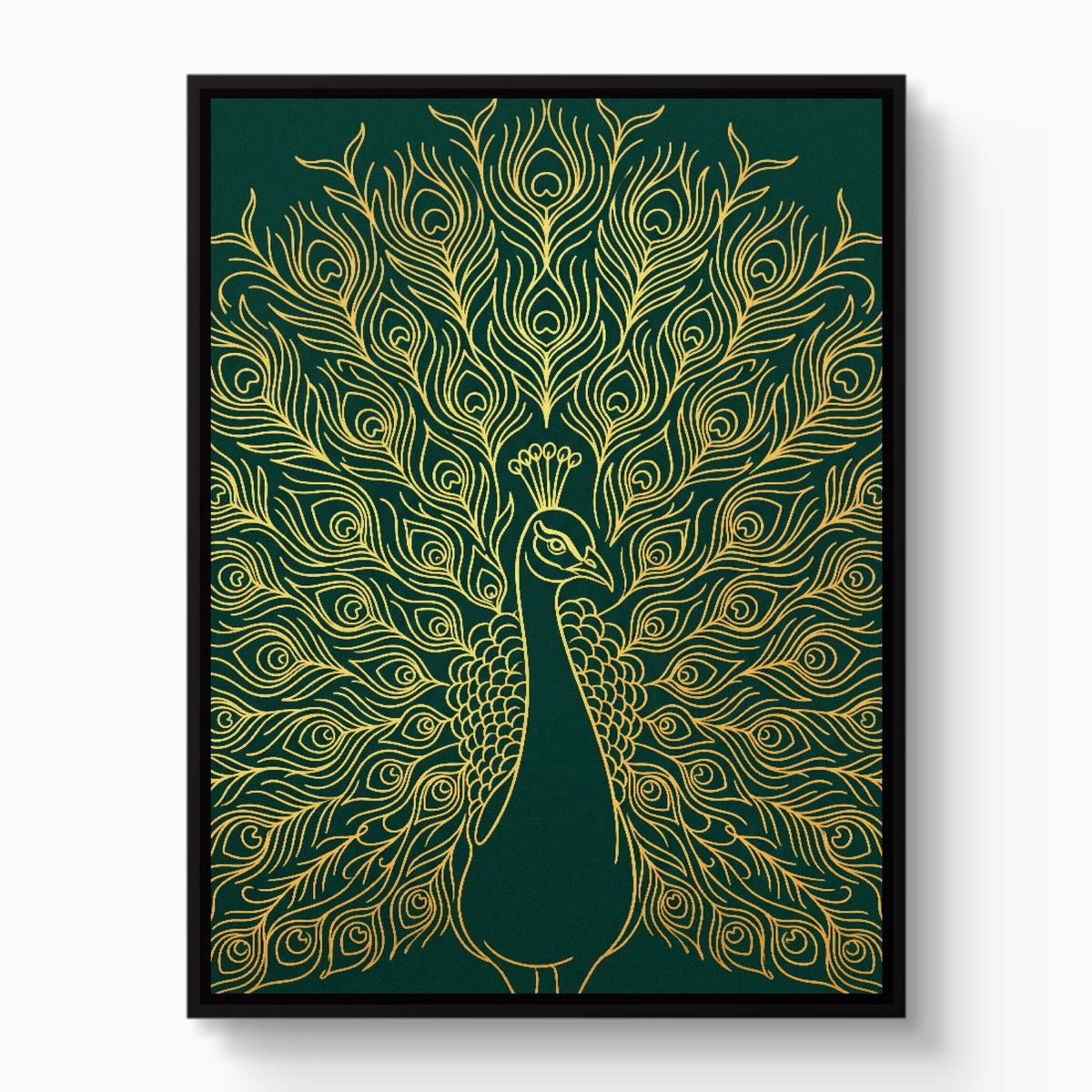 Peacock Golden Emerald — peacock golden emerald white studio framed black