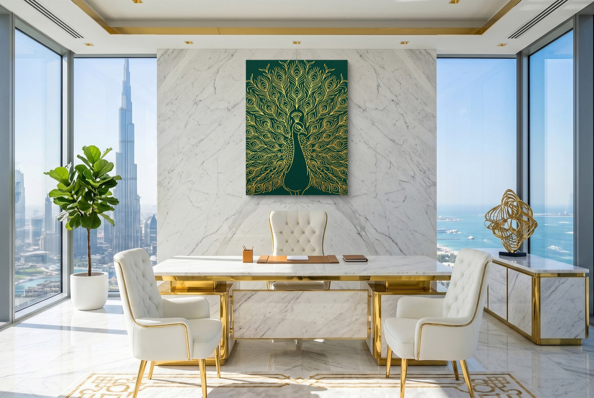 Peacock Golden Emerald — peacock golden emerald office with city view 2 1port flush print