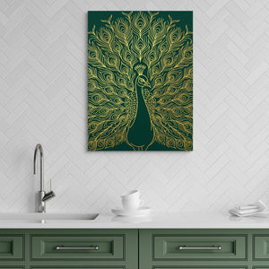 Peacock Golden Emerald — peacock golden emerald sq green kitchen 1port flush print