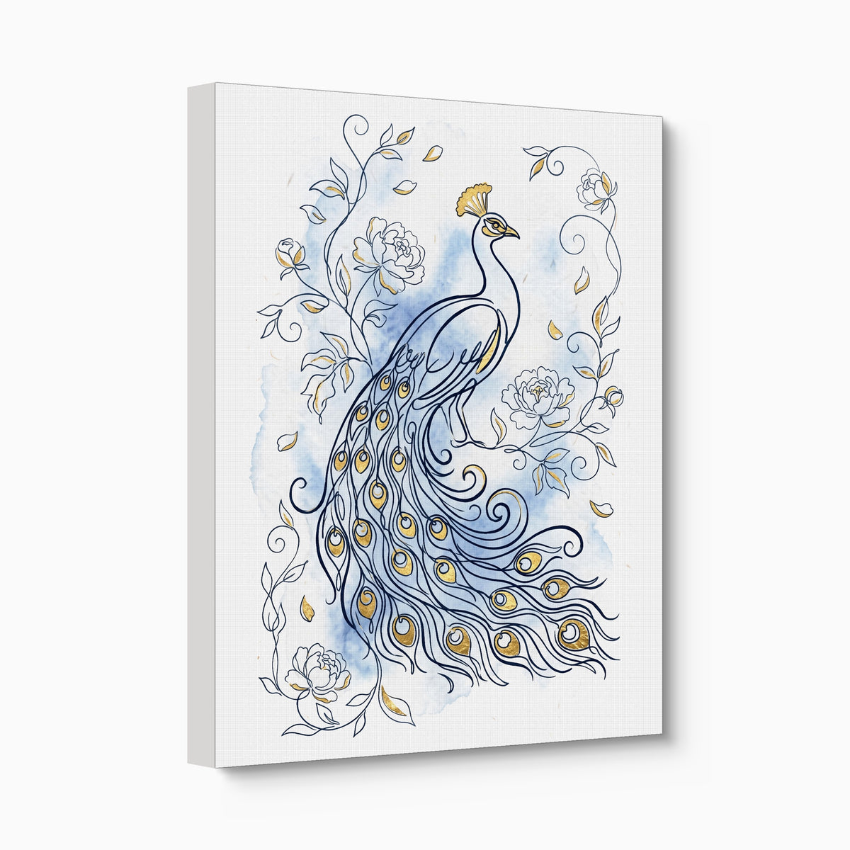 Peacock Golden Feathers — peacock golden feathers angled flush print