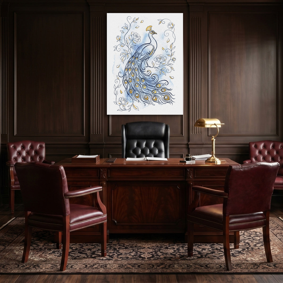 Peacock Golden Feathers — peacock golden feathers sq law office 1port flush print