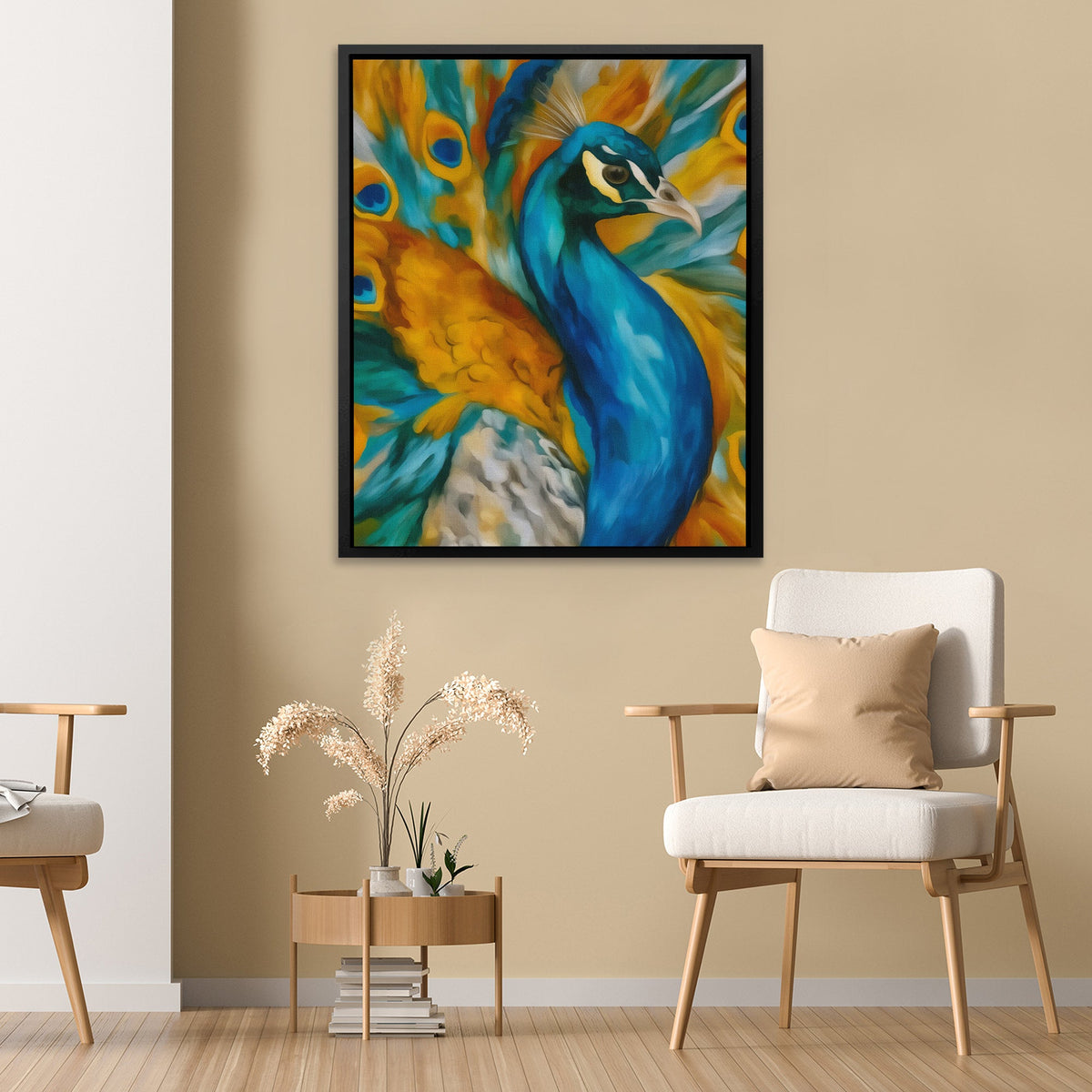 Peacock Golden Plumes - Luxury Wall Art