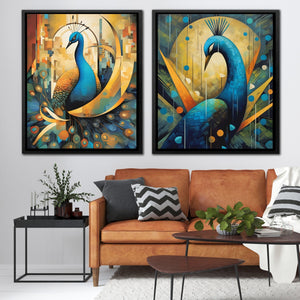 Peacock Majesty (2) Set - Luxury Wall Art