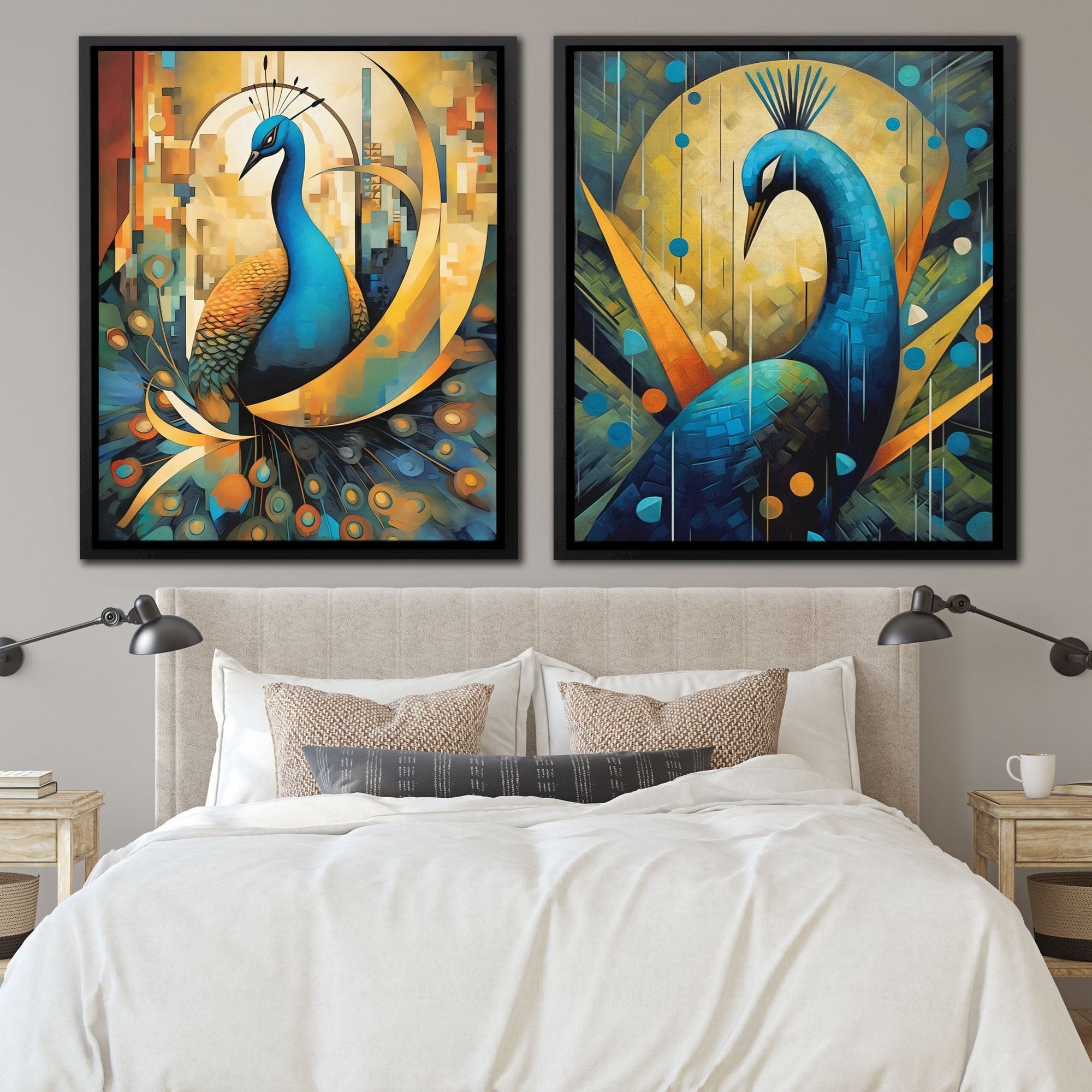 Peacock Majesty (2) Set - Luxury Wall Art