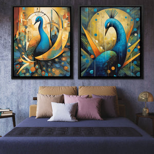 Peacock Majesty (2) Set - Luxury Wall Art