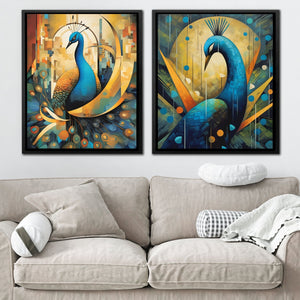 Peacock Majesty (2) Set - Luxury Wall Art