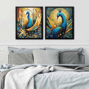 Peacock Majesty (2) Set - Luxury Wall Art