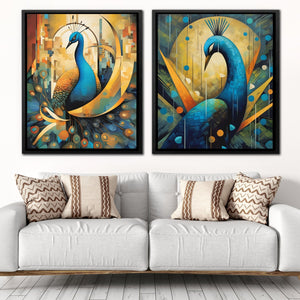 Peacock Majesty (2) Set - Luxury Wall Art