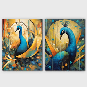 Peacock Majesty (2) Set - Luxury Wall Art