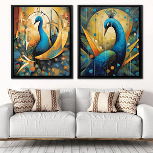 Peacock Majesty (2) Set - Luxury Wall Art