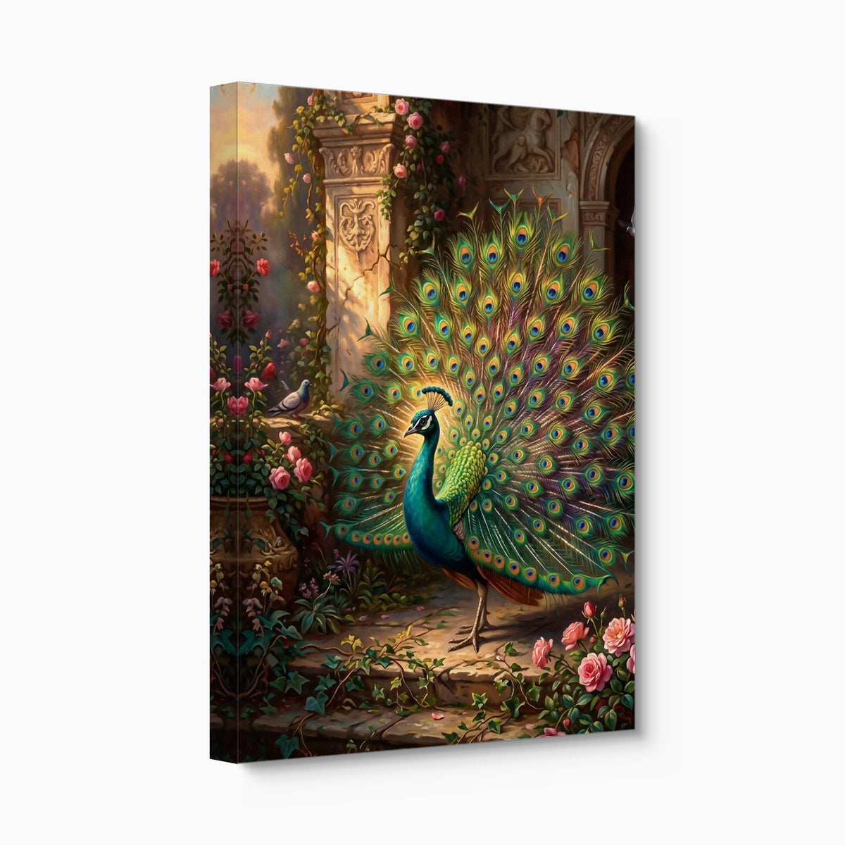 Peacock Rose Terrace — peacock rose terrace angled flush print
