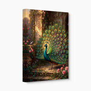 Peacock Rose Terrace — peacock rose terrace angled flush print