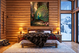 Peacock Rose Terrace — peacock rose terrace bedroom with fireplace 1port flush print