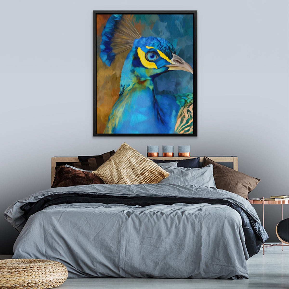 Peacock Sapphire Crown - Luxury Wall Art