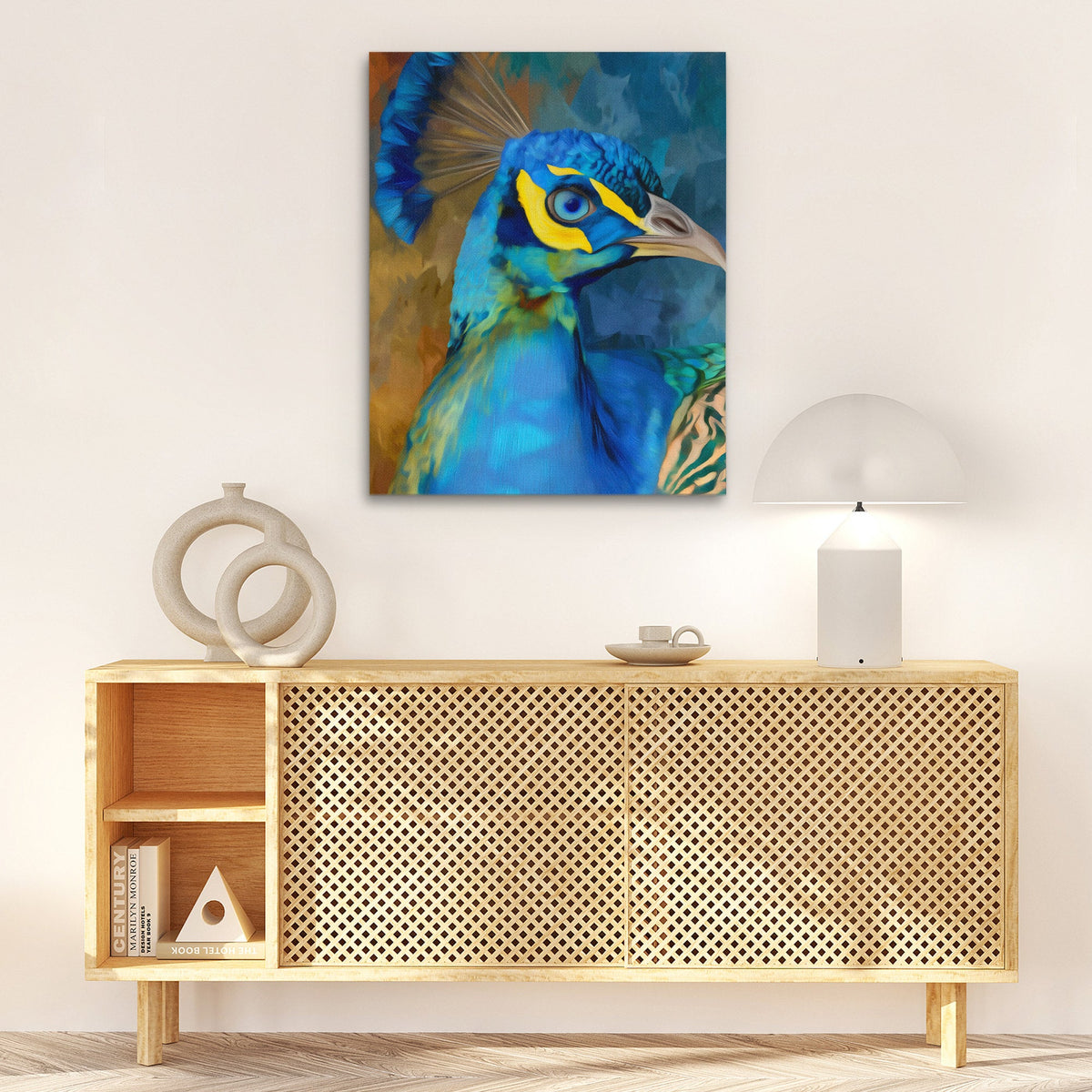 Peacock Sapphire Crown - Luxury Wall Art