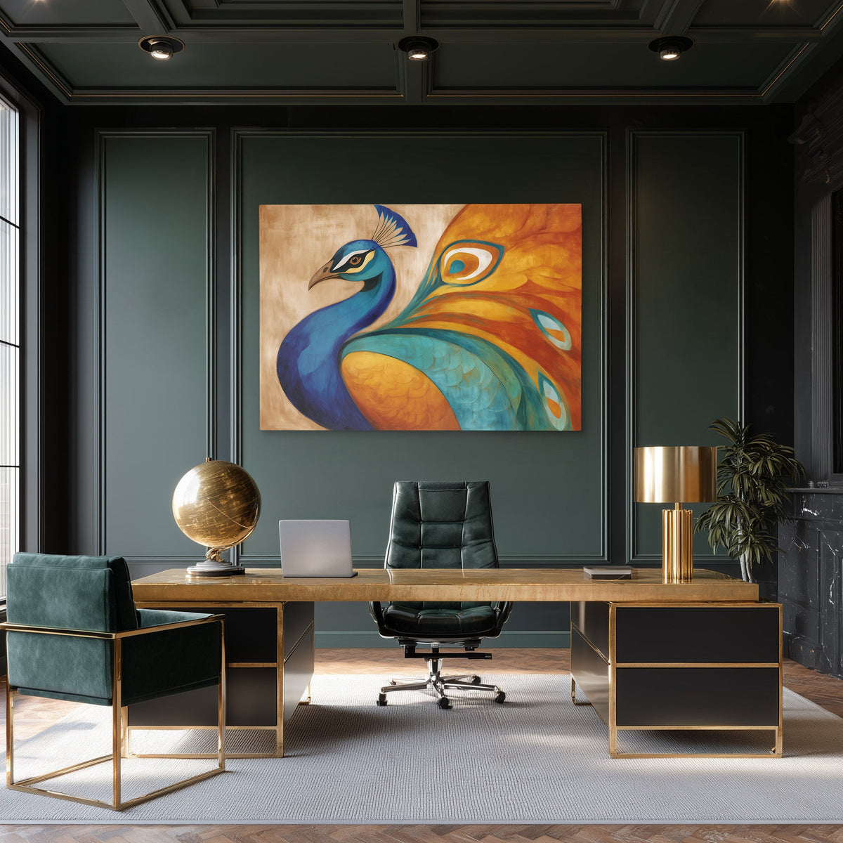 Peacocks Flowing Tapestry - Luxury Wall Art