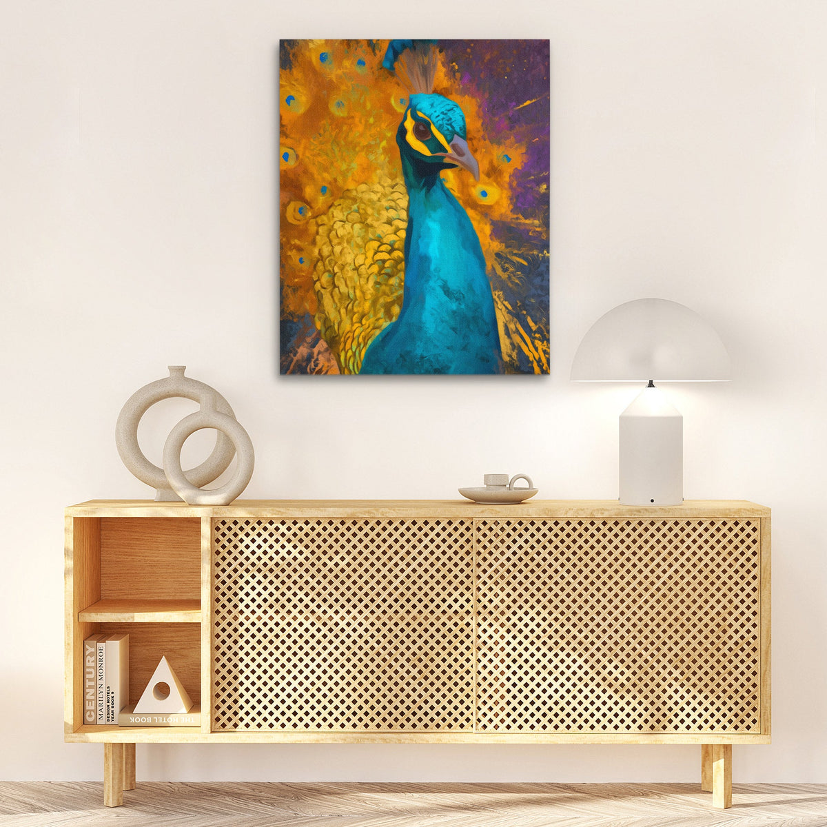 Peacock's Golden Burst - Luxury Wall Art