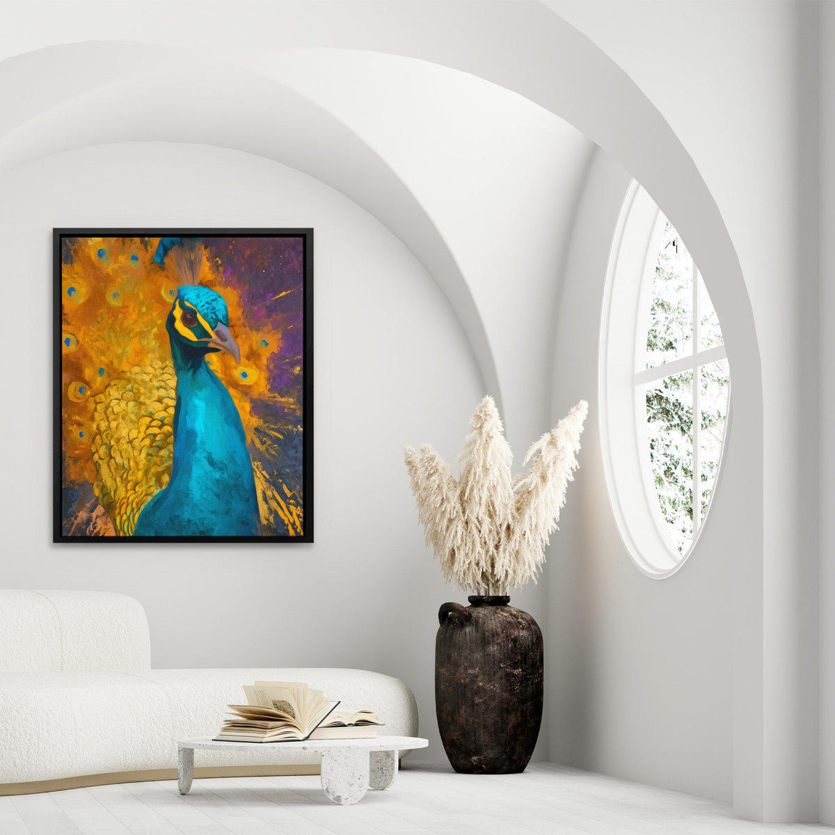 Peacock's Golden Burst - Luxury Wall Art