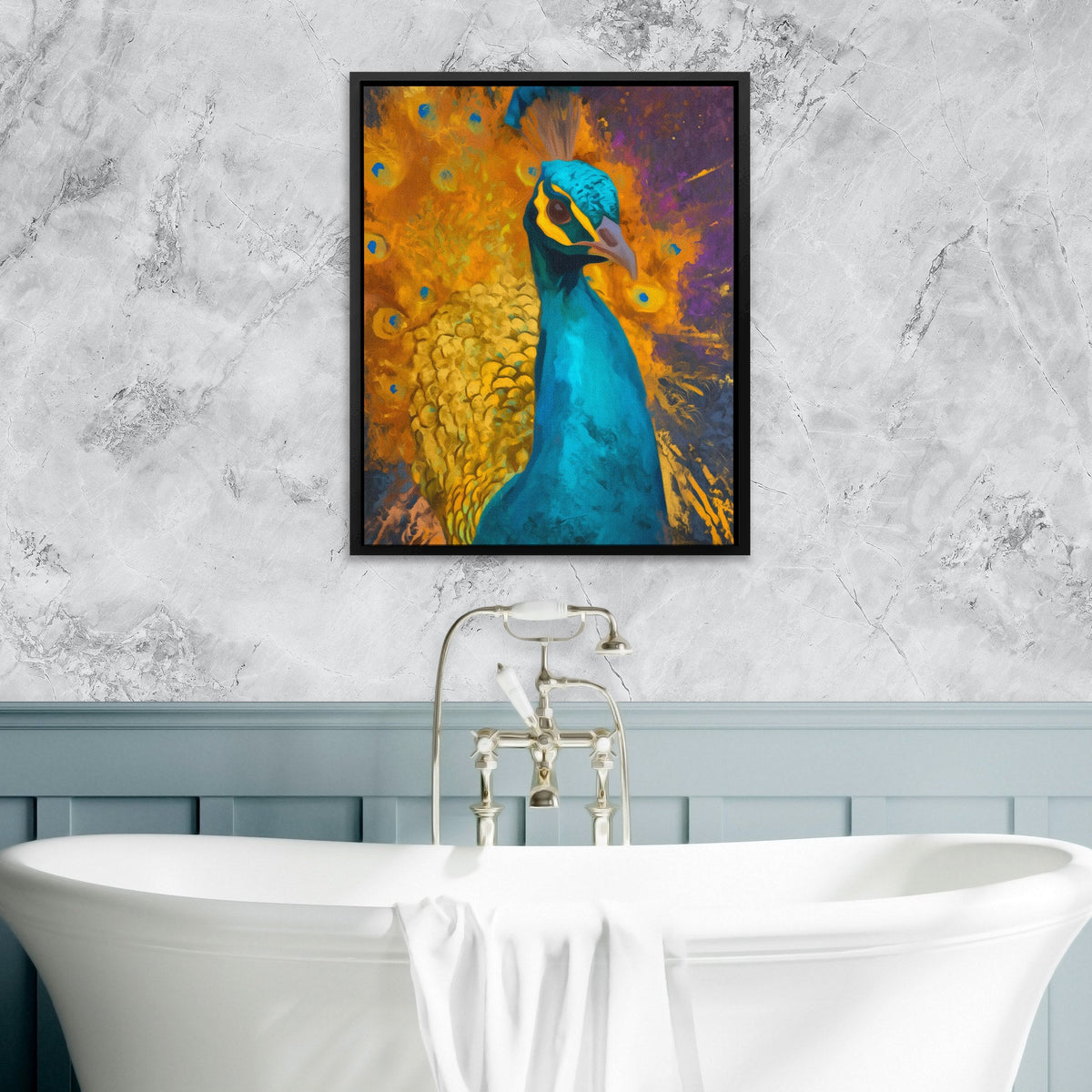 Peacock's Golden Burst - Luxury Wall Art