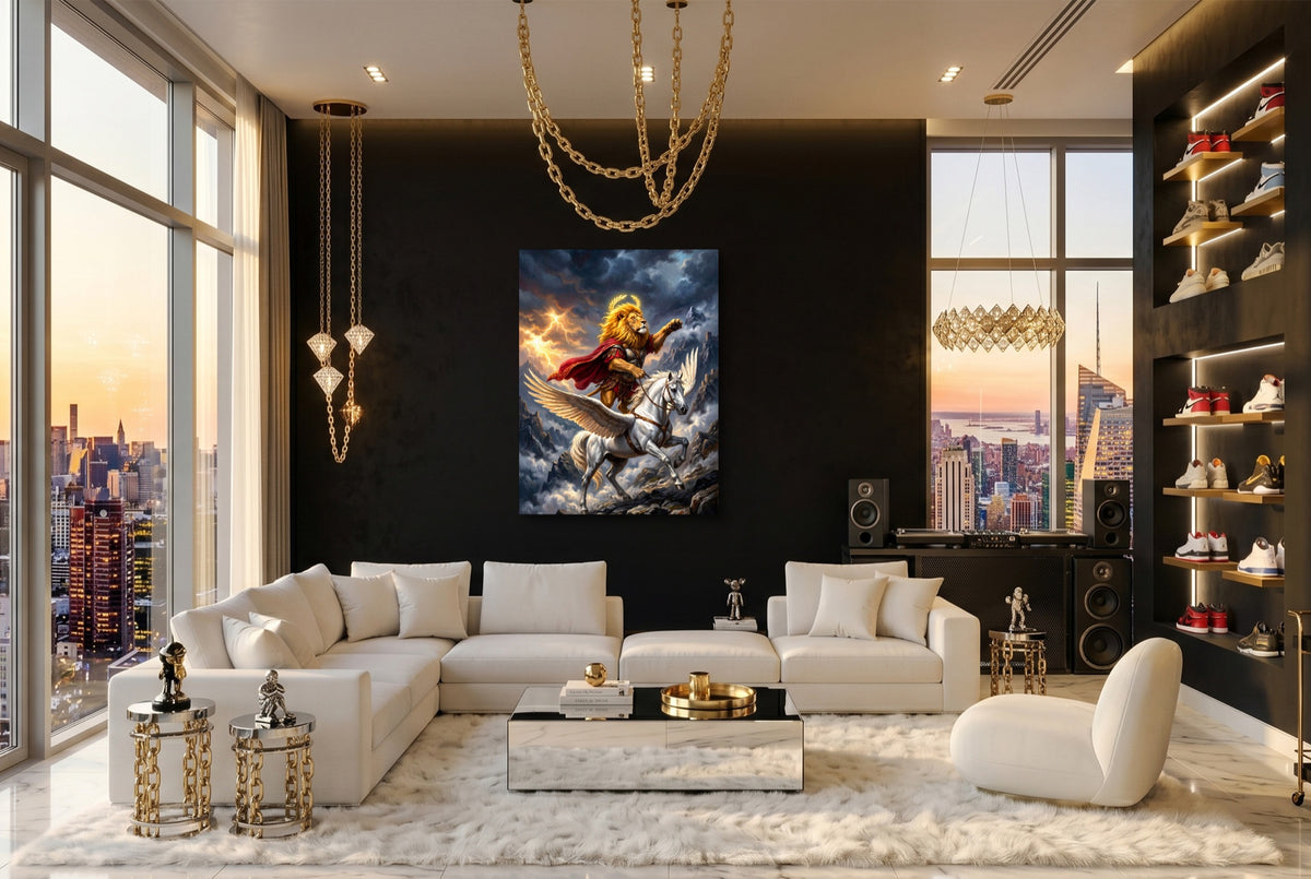 Pegasus and the Lion — pegasus and the lion modern living room interior 2 1port flush print