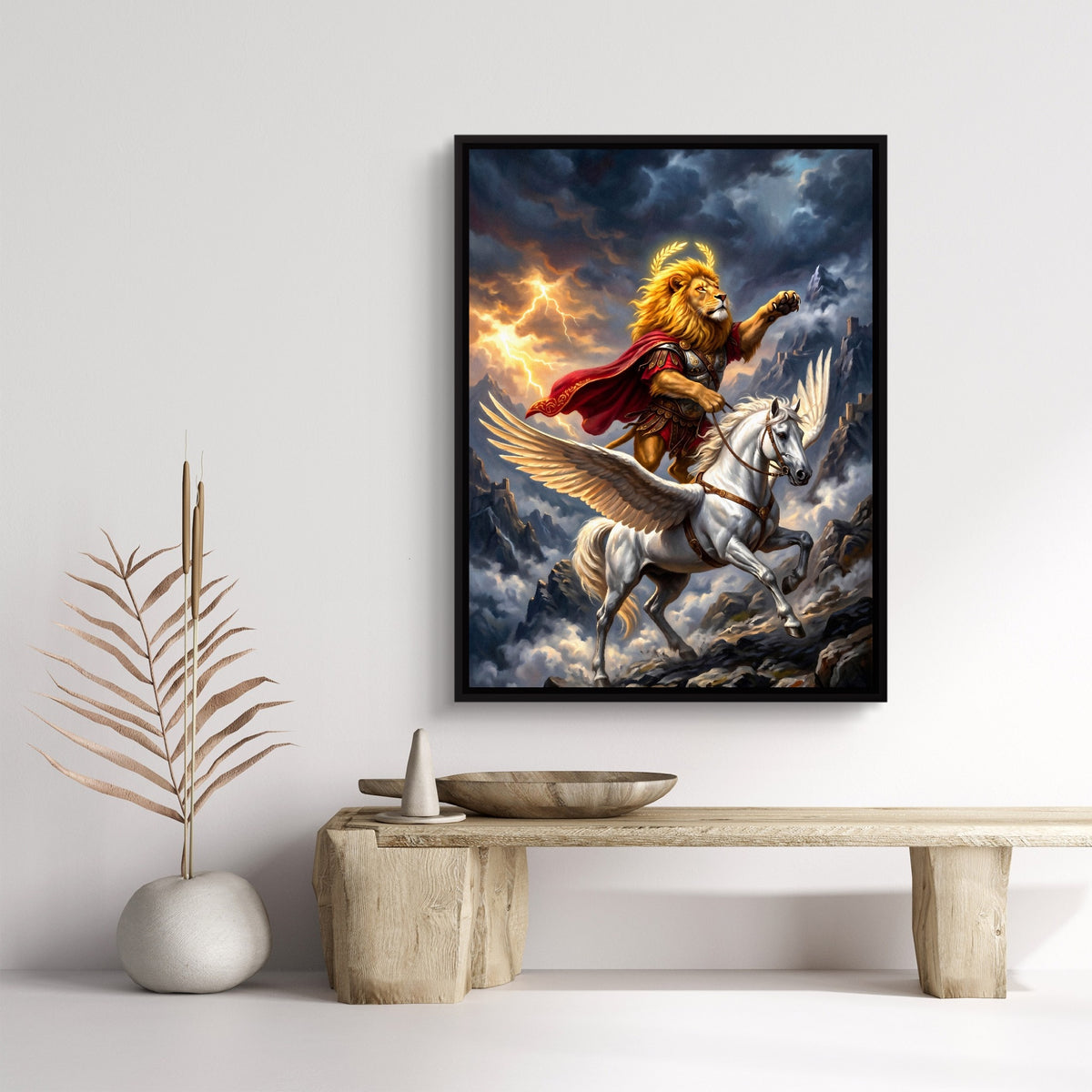 Pegasus and the Lion — pegasus and the lion sq bench rock 1port framed black